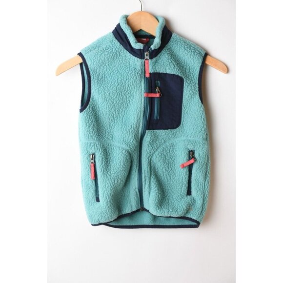 Hanna Anderson Vest Girls Size 5-7 EU 120 Pink Full Zip Sherpa Fleece - Picture 1 of 7